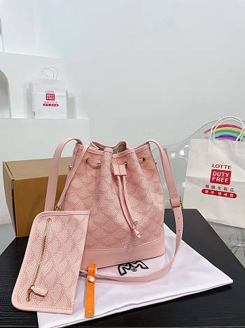 MCM Pink Dessau Bucket Bag Size 23x27CM