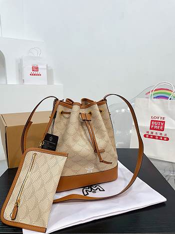 MCM Brown Dessau Bucket Bag Size 23x27CM