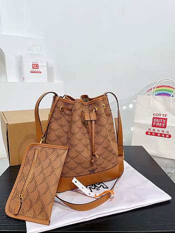 MCM Beige Dessau Bucket Bag Size 23x27CM