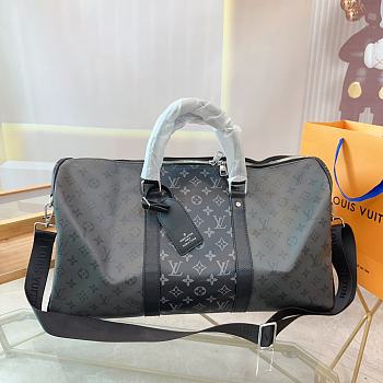 LV Keepall Bandoulière Black Grey 50 Size 50 x 29 x 23cm