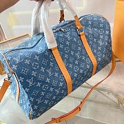 LV Keepall Bandoulière Denim Blue 50 Size 50 x 29 x 23cm  - 5