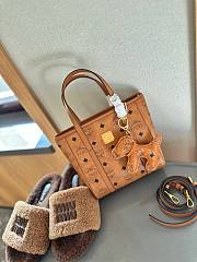 MCM Toni Shopper Visetos Cognac Brown Size 19x19CM - 6