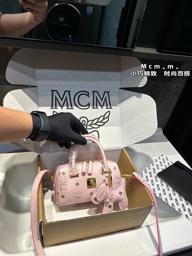 MCM Mini Ella Boston Bag in Visetos Black 18CM - 1