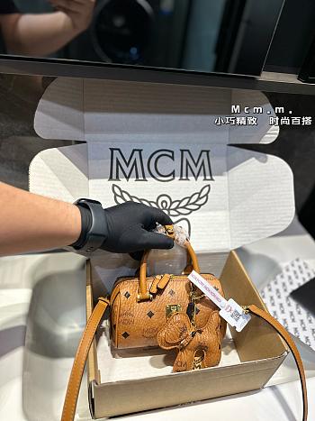 MCM Mini Ella Boston Bag in Visetos Brown 18CM