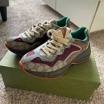 Gucci Rhyton Vintage Trainer Sneaker Brick Red 524990 DRW00 9022