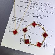 Combo Van Cleef Necklaces Lucky Vintage Alhambra bracelet 5 motifs Red - 4