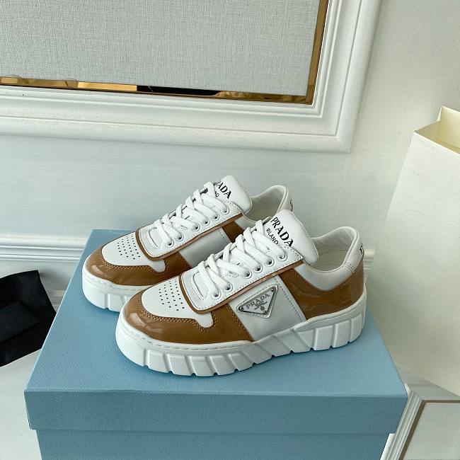Prada Leather Sneakers White Brown - 1