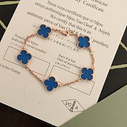 Van Cleef Vintage Alhambra Bracelet Rose Gold 5 Motifs Blue - 1