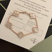 Van Cleef Vintage Alhambra Bracelet Rose Gold 5 Motifs White - 1