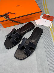 Hermes Oran Sandal Black Leather - 4