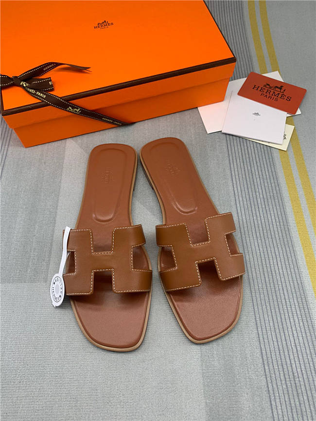 Hermes Oran Sandal Brown Leather - 1