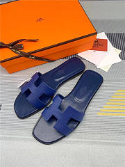 Hermes Oran Sandal Dark Blue Calfskin - 4