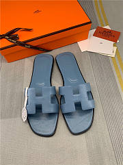 Hermes Oran Sandal Navy Leather - 2