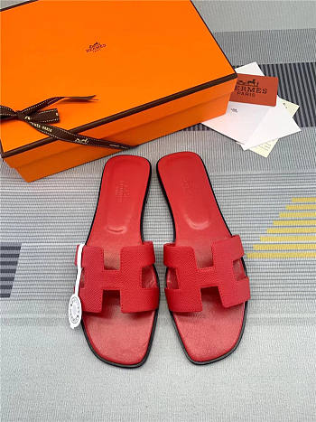 Hermes Oran Sandal Red Calfskin