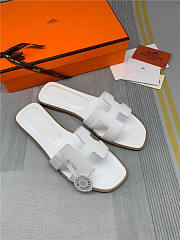 Hermes Oran Sandal White Leather - 2