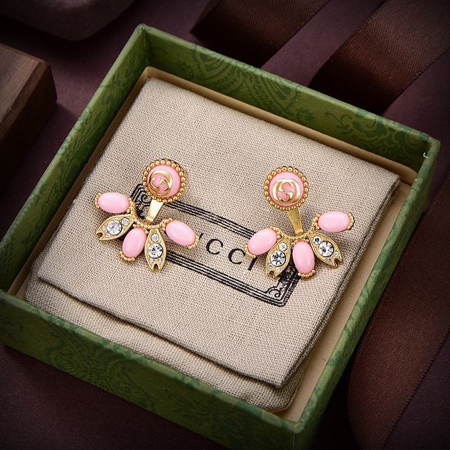 Gucci Earrings Gold Pink 075#307 - 1