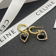 Celine Earrings Gold Black Heart 111#307 - 1