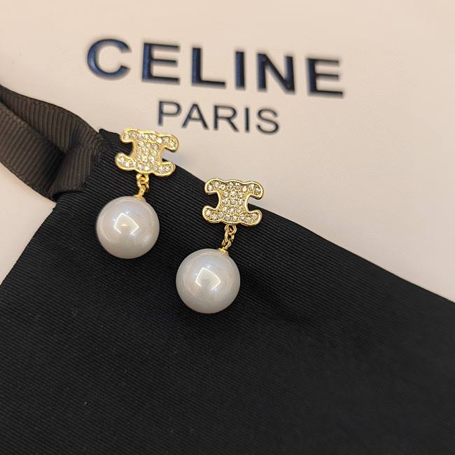 Celine Earrings Gold Pearl 062#307 - 1