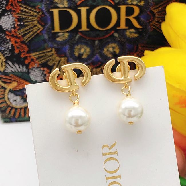 Dior Earrings Gold Pearl  021#307 - 1