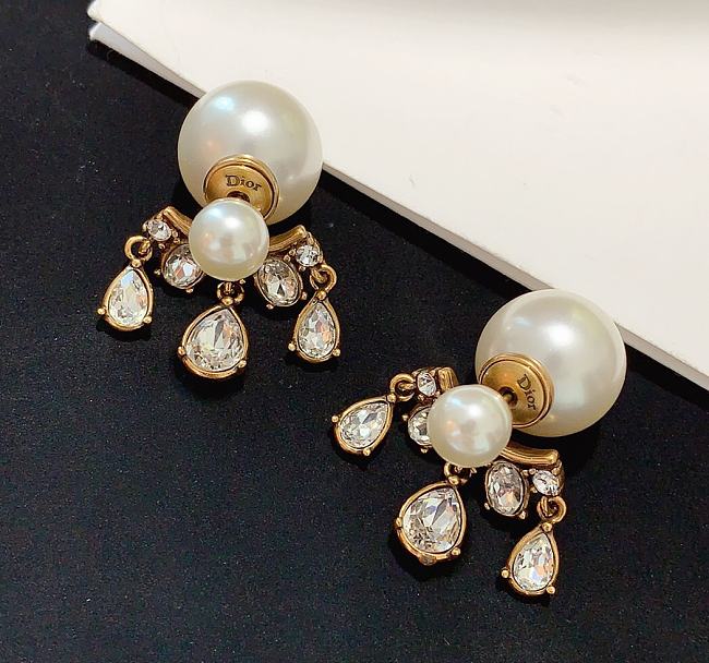Dior Earrings Gold Pearl 037#307 - 1
