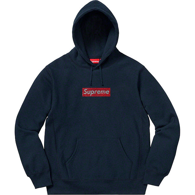 Supreme 19ss Swarovski Box Logo Hoodie Black - 1