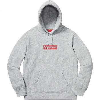 Supreme 19ss Swarovski Box Logo Hoodie Grey
