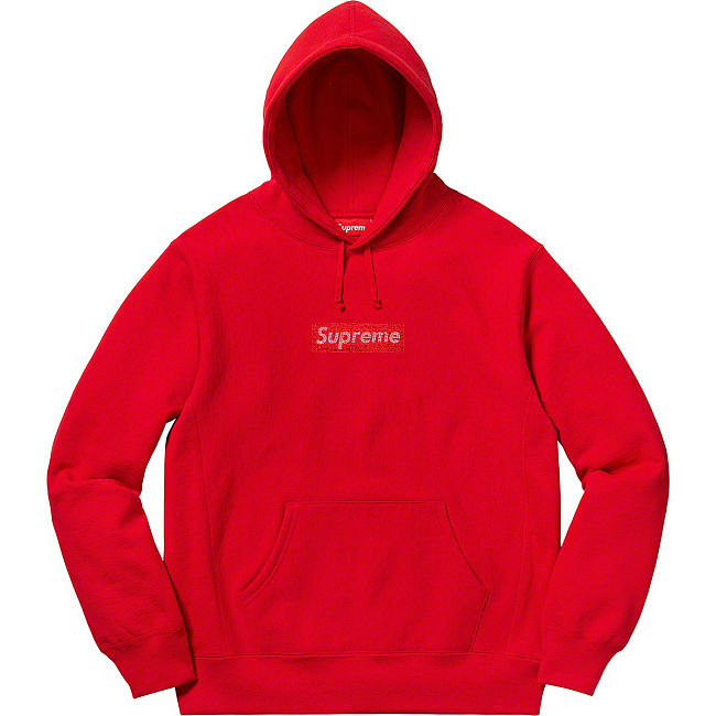 Supreme 19ss Swarovski Box Logo Hoodie Red - 1
