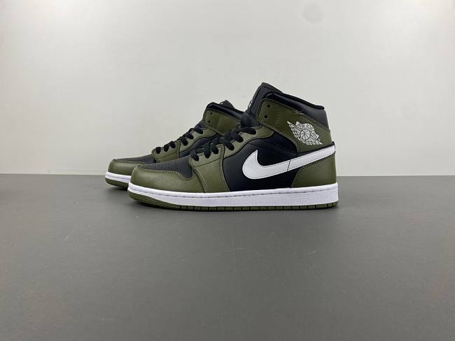 Air Jordan 1 Mid Black White Olive BQ8426-092 - 1