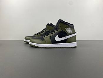 Air Jordan 1 Mid Black White Olive BQ8426-092