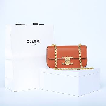 Celine Bag Brown Gold 197993 Size 20.5x10.5x4cm