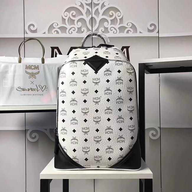 MCM Backpack  White A1036 Size 30x41x18cm - 1