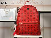 MCM Stark Backpack In Visetos Red 33x27x13CM - 1