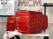 MCM Stark Backpack In Visetos Red 33x27x13CM - 4