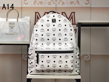 MCM Stark Backpack In Visetos White 33x27x13CM
