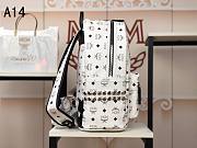 MCM Stark Backpack In Visetos White 33x27x13CM - 3