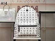 MCM Stark Backpack In Visetos White 33x27x13CM - 5