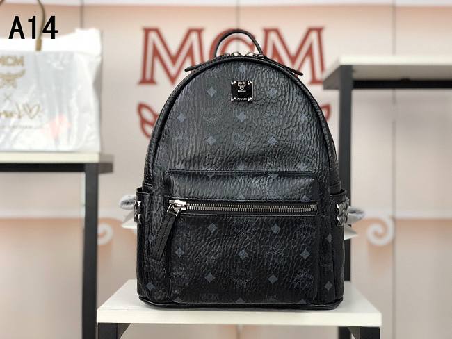 MCM Stark Backpack In Visetos Black 33x27x13CM - 1