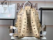 MCM Stark Backpack In Visetos Beige 33x27x13CM - 5