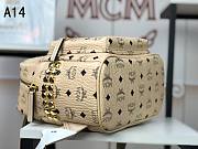 MCM Stark Backpack In Visetos Beige 33x27x13CM - 4