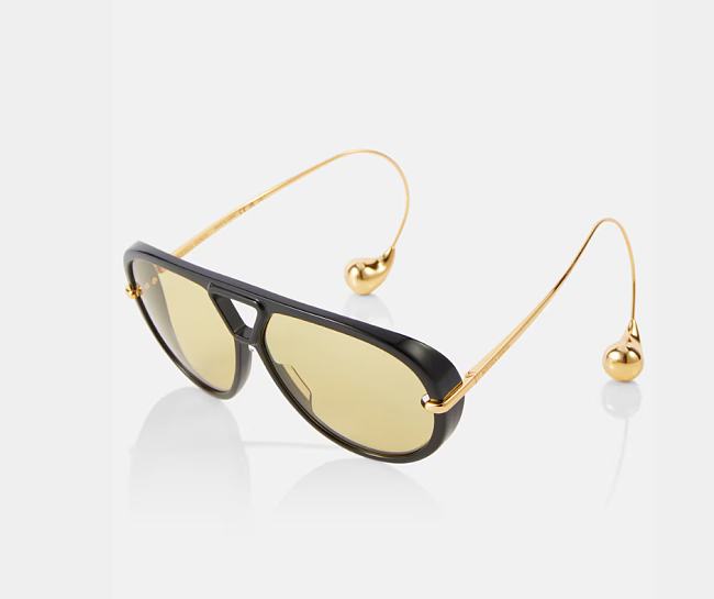 Bottega Veneta Drop Aviator Sunglasses Gold Black - 1
