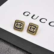 Gucci Earrings Gold Black Square 303 - 1