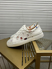 Christian Louboutin Sneaker Louis Spikes Junior White Denim - 6