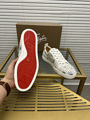 Christian Louboutin Sneaker Louis Spikes Junior White Denim - 5