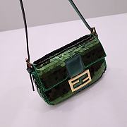Fendi Baguette Bag Green 6348 Size 19.5x5x11cm - 3