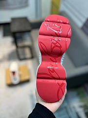 Christian Louboutin Black Spike Sock Leather Sneakers White Red - 6