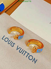 Louis Vuitton Earrings Gold Blue KJ6776 - 4