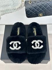 Chanel Fur Slide Black - 1