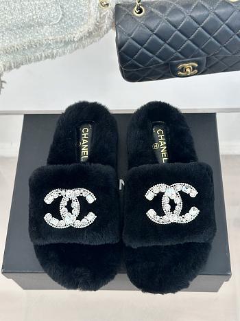 Chanel Fur Slide Black