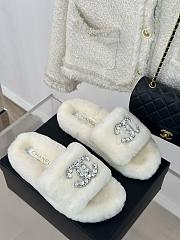 Chanel Fur Slide White - 2