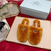 Prada Fur Slides Mules Brown P12408 - 1